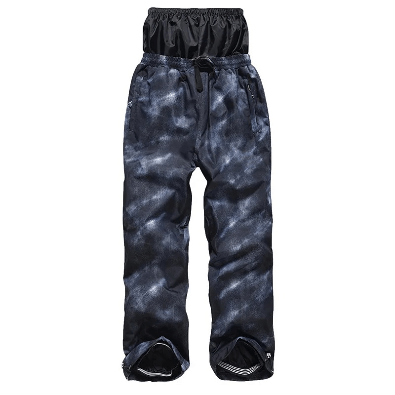 Black windproof waterproof snowboarding pants SF1842, unisex polyester with zipper fly, perfect for winter sports comfort.